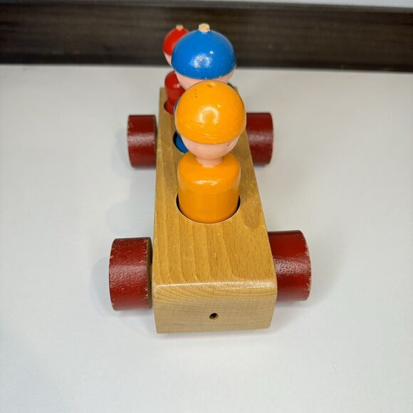 Kay Bojesen Original 1950s Danish Toy Wagon “Family Trip” Colorful Wooden Car - Picture 4 of 9